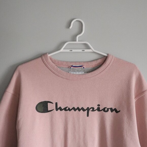 Champion Women's Pink Medium Pullover Fleece Crew Long Sleeve Stretch Sweater - Picture 4 of 11